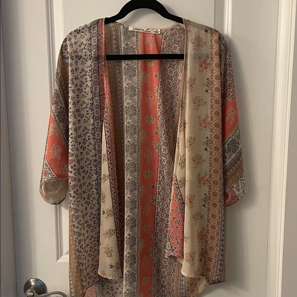 Liberty Love Peach and Beige Floral Kimono
